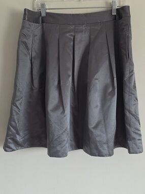 CLUB MONACO | Silk Skirt Shiny Pleated Silver Gray Sz 12